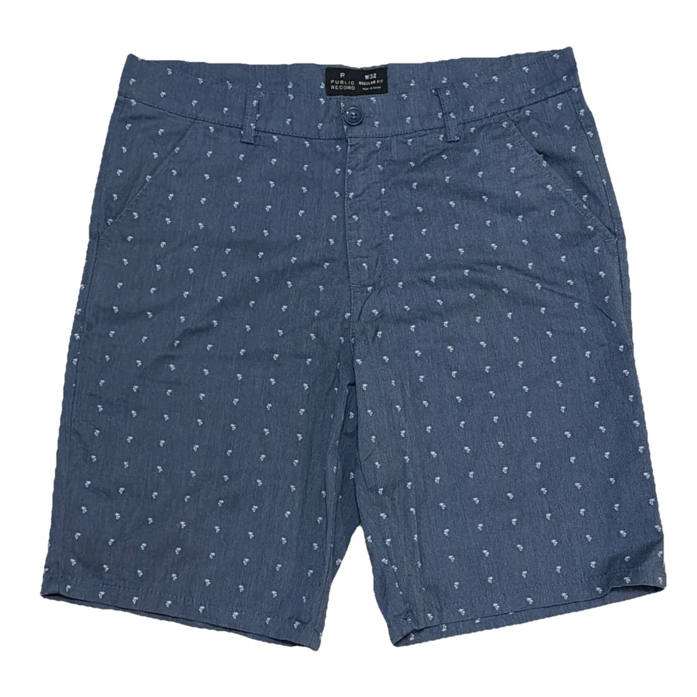 Public Record Public Rec Men's Blue Size 32 (34x10)Reg Fit Palm Tree Print Short